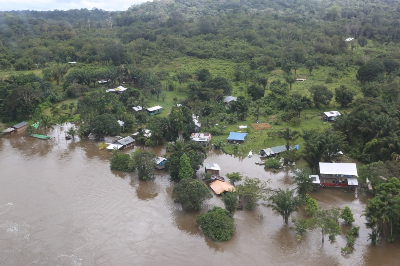 Crue du fleuve Oyapock sur la commune de Camopi vers le  20 mai 2021