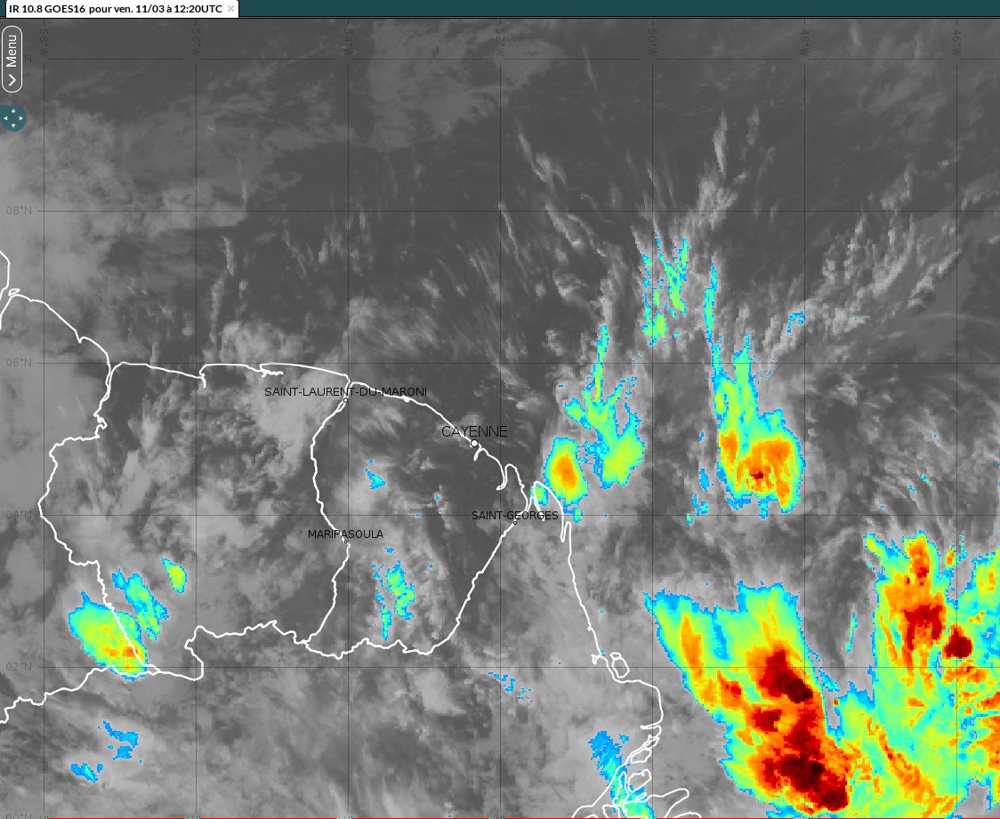 Image satellite dans le canal infrarouge de vendredi 11 mars à 09 heures