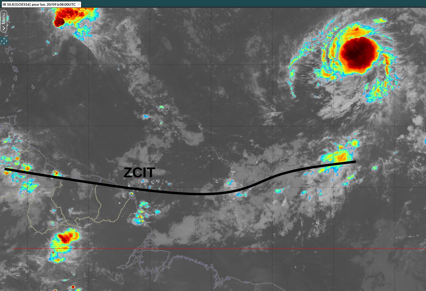 Le  20 septembre  2021, la ZCIT est positionnée à la latitude de la Guyane