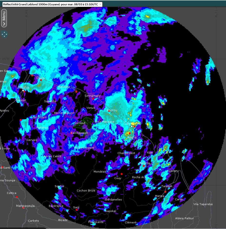 image radar de  mardi 8 mars  à  la mi-journée