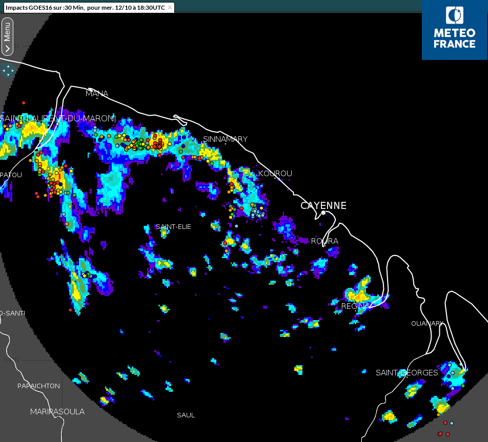 averses continentlaes mercredi 12 octobre dans l'après-midi