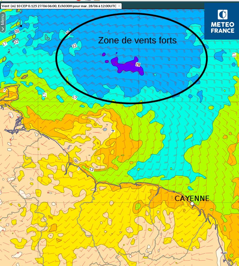 Vents associés au passage de l'OT11