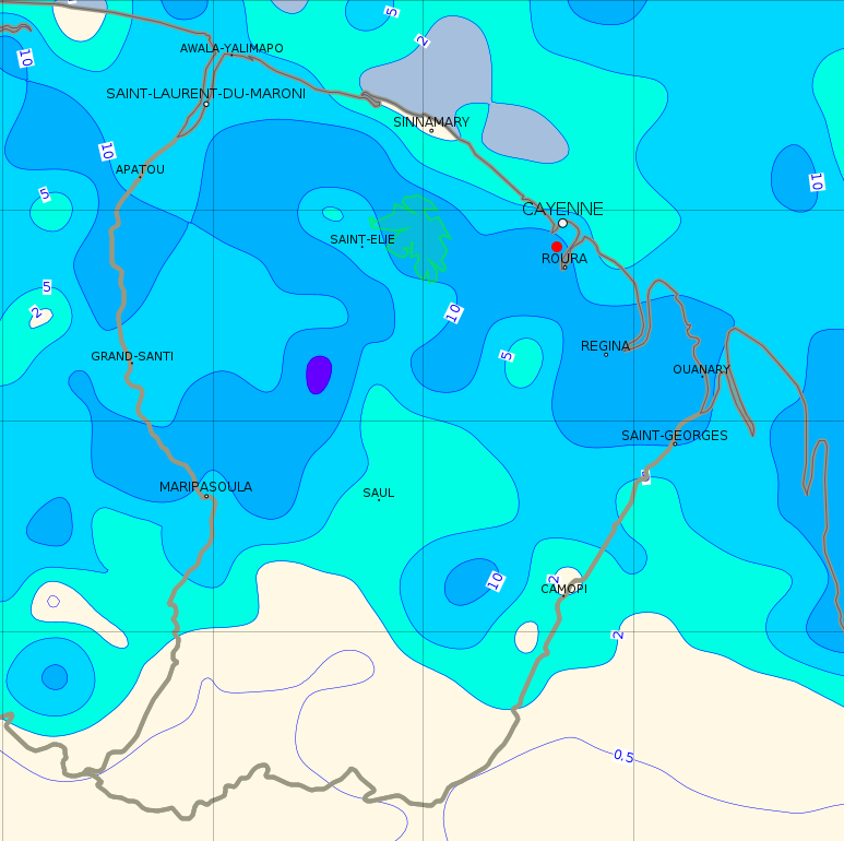 Ci-dessus, la prévision de cumul de pluie pour la journée du dimanche 14 août.