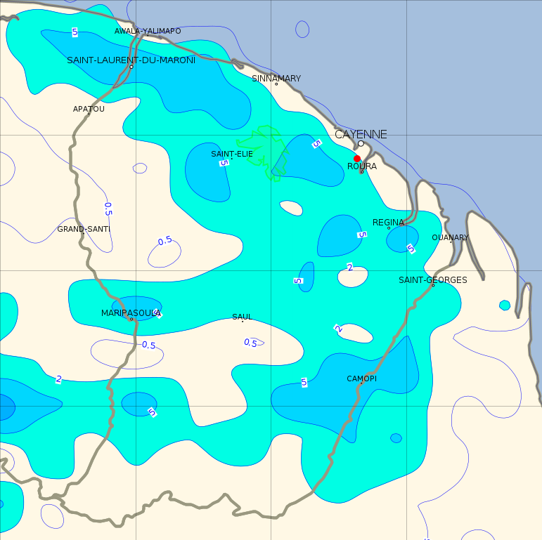 Ci-dessus, la prévision de cumul de pluie pour la journée du lundi 15 août.