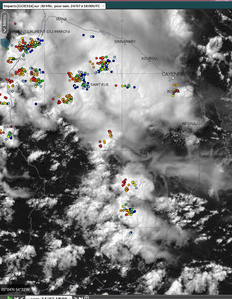 Nombreux orages samedi après-midi notamment du coté du lac de Petit saut