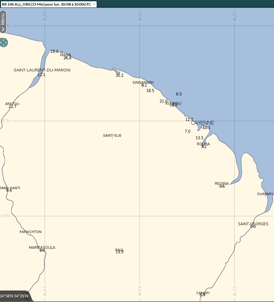 Cumuls de pluies observés dimanche 29 août 2021