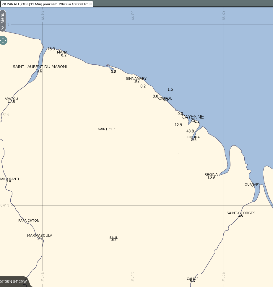 Cumuls de pluies observés vendredi 28 août 2021