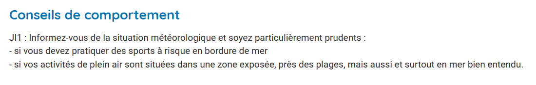 Conseils de comportement lors d'un épisode de vigilance jaune Vagues Submersion