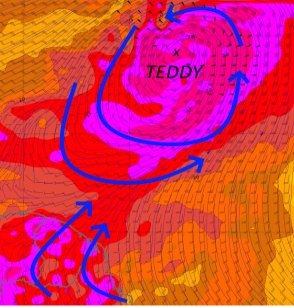 Image 2  Simulation de la circulation atmosphérique le 16 septembre 2020  par le modèle numérique du Centre Européen de Prévisions météo