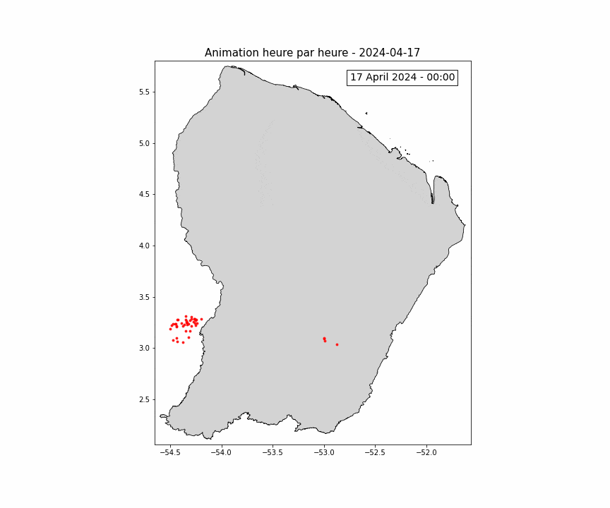 Animation des impacts orageux du 17/04/2024