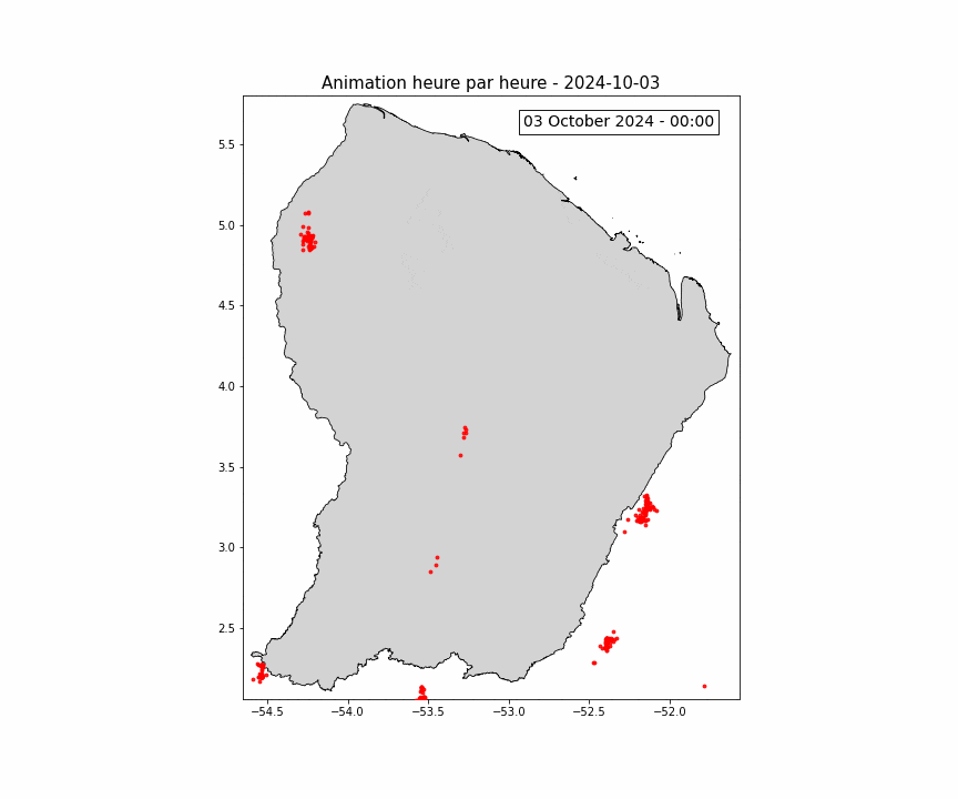 Animation des impacts orageux du 03/10/2024