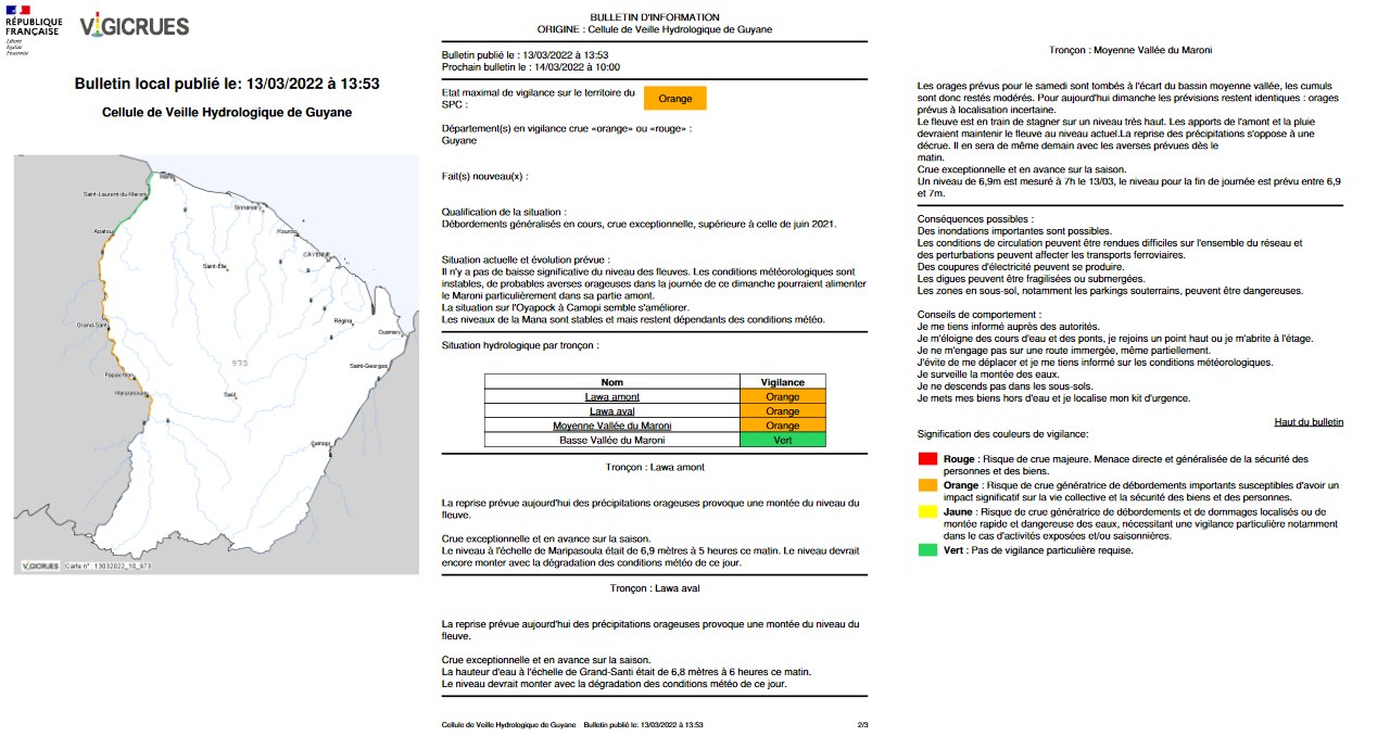 Bulletin Vigicrues du 13 mars 2022