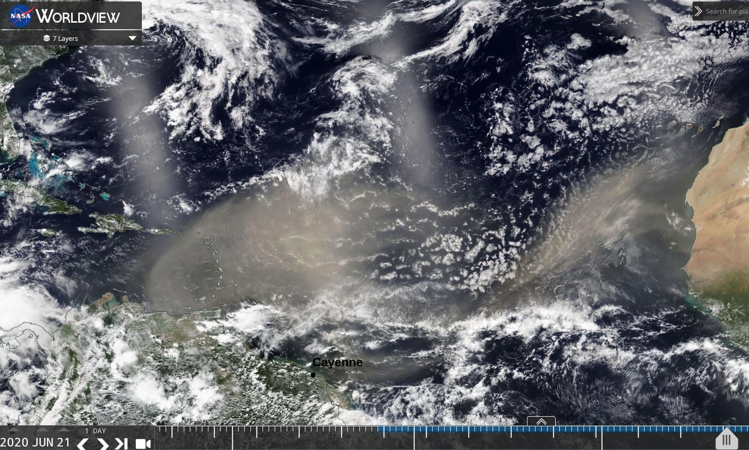 Episode de brume de poussières exceptionnellement dense le 21 juin 2020