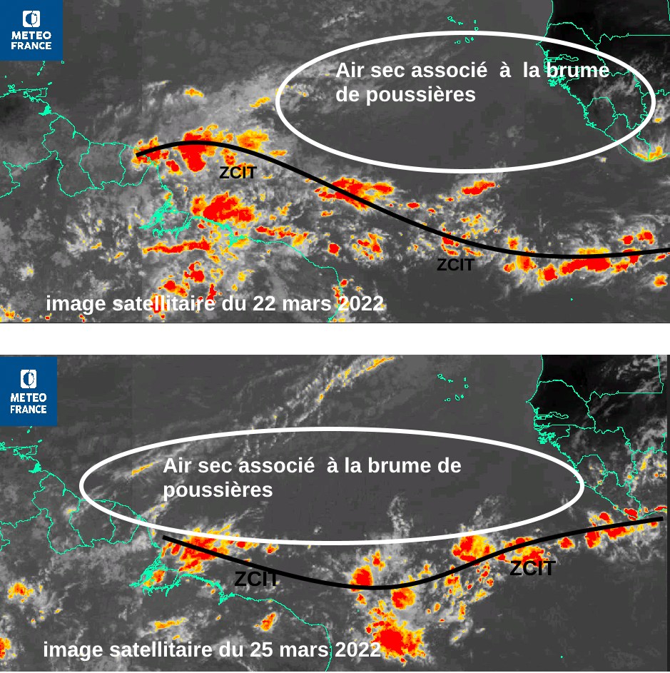 arrivée de la brume de poussières en 2022 quand la ZCIT se replie au sud