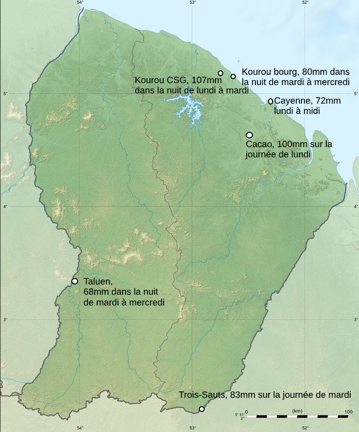 Cumuls pluvieux les plus importants de ce début de semaine