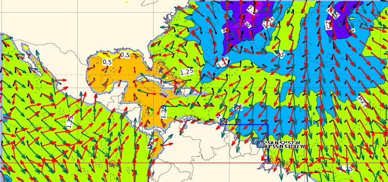les dépressions  à  l'origine de la longue houle de Nord de dimanche