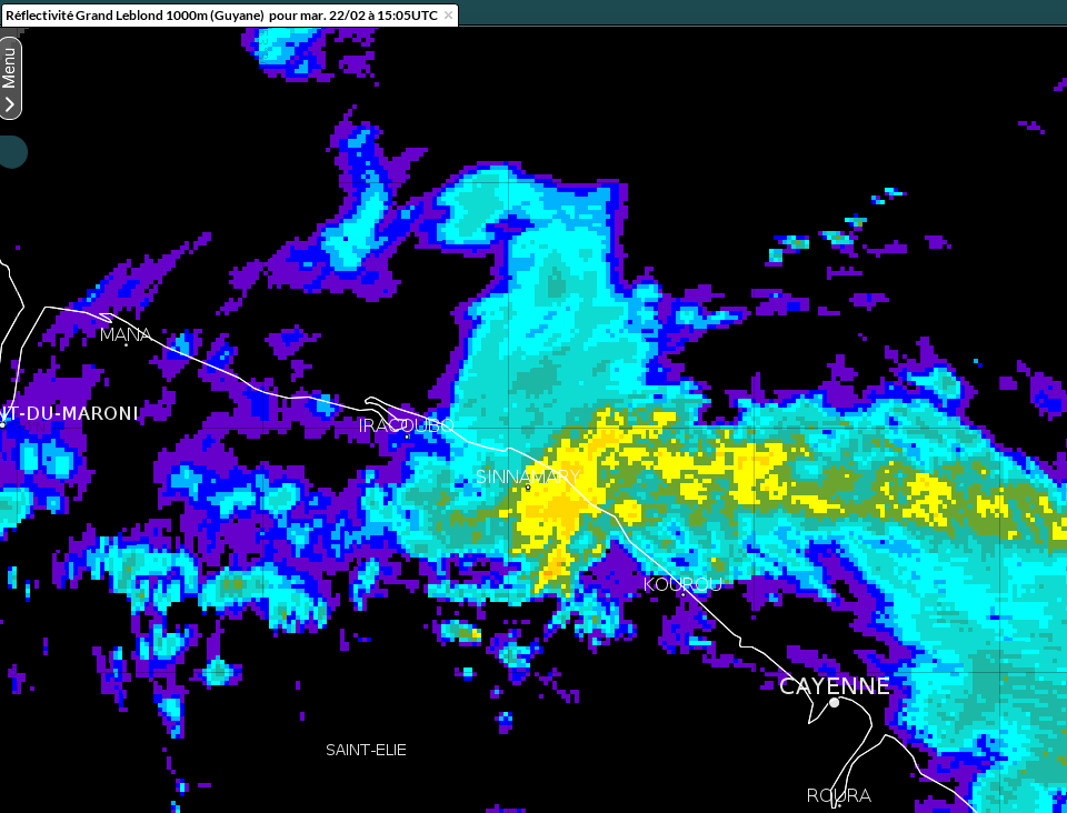 Image radar de l'orage  à  Sinnamary
