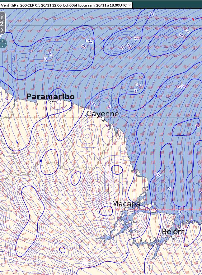 vent en haute altitude ( vers  15000m) le  20  novembre 2021