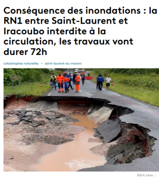 Route coupée au PK166 le 29 avril 2021