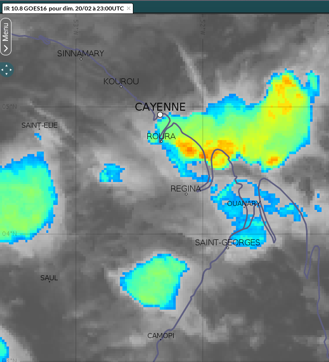 Image satellite GOES 16 au moment du coup de vent.