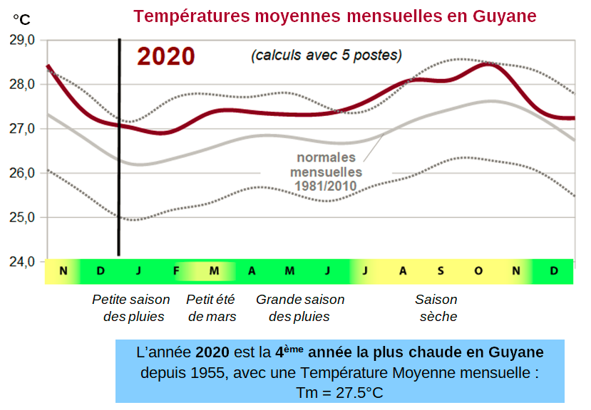 Températures de l'année 2020