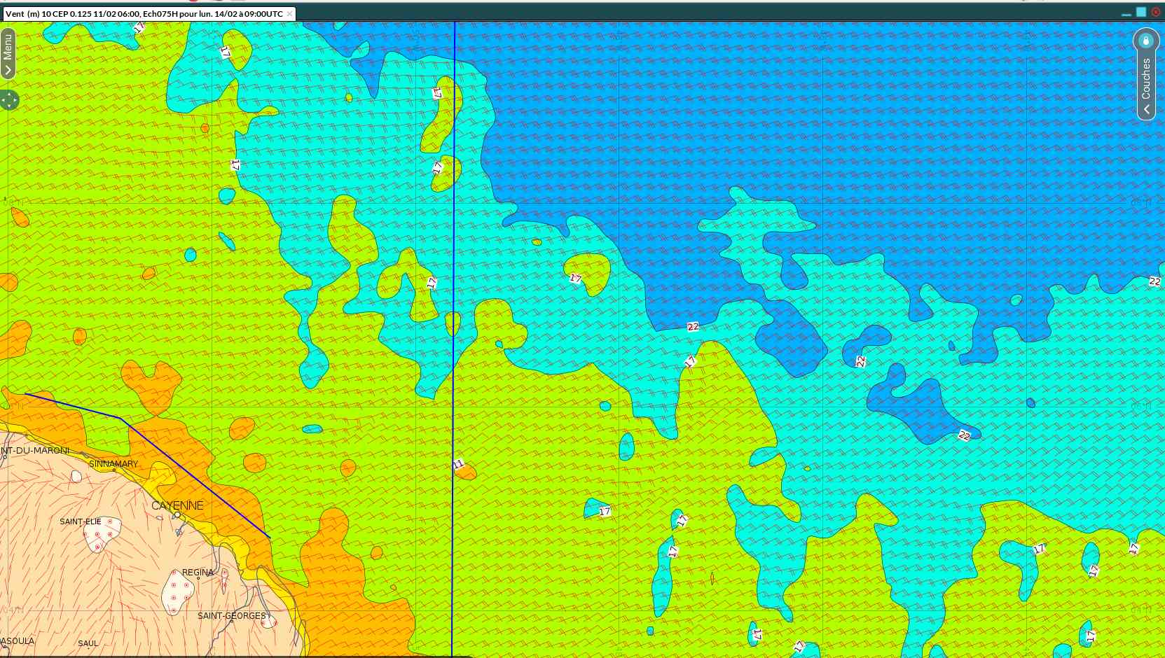 Une vaste zone de vents forme se forme au large des côtes guaynaises