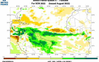 Carte anomalies de précipitations Sept-Oct-Nov 2022