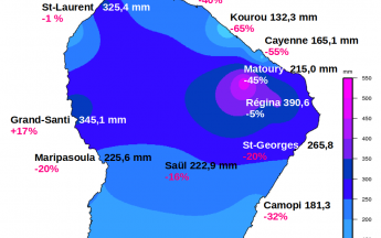 Carte de la pluviométrie mensuelle de juin 2023 avec les écarts  à  la normale