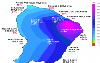 Cumul mensuel de précipitations de décembre 2025