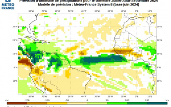 Carte d'anomalies de précipitations trimestre juillet-août-septembre 2024