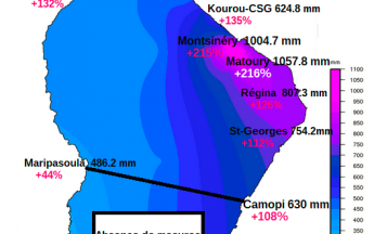 Carte de la pluviométrie de mars 2022