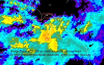 image radar au pic de l'orage dans la nuit du 24 au 25 juin 2026