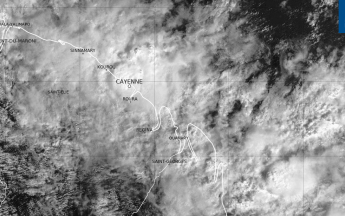 Image satellitaire du 29 janvier en matinée (fortes pluies entre Cayenne et Kourou)