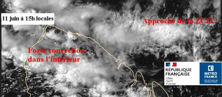 Convection de l'après-midi sur les terres et approche de la ZCIT en mer