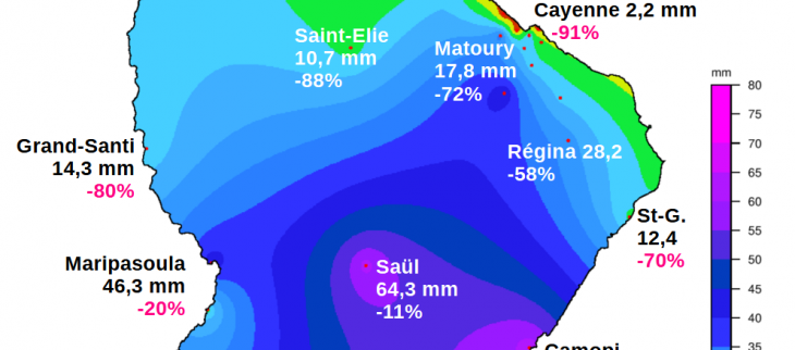 Carte représentant la pluviométrie de septembre et les écarts à la normale
