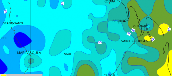 Cumuls de pluies prévus sur la période de vendredi 22 à lundi 25 décembre inclus (Centre Européen de Prévisions)