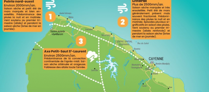 Les 5 zones climatiques de Guyane