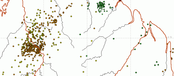 Impacts d'orages pour la journée du 5 juillet. La forte activité pluvio-orageuse sur le Maroni de ce mois de juillet a favorisé une nouvelle crue 