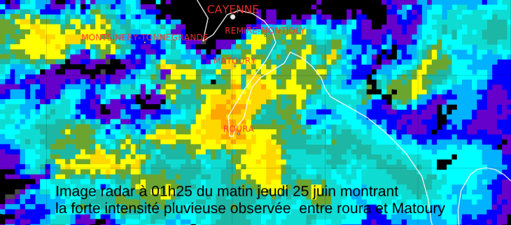 image radar au pic de l'orage dans la nuit du 24 au 25 juin 2026