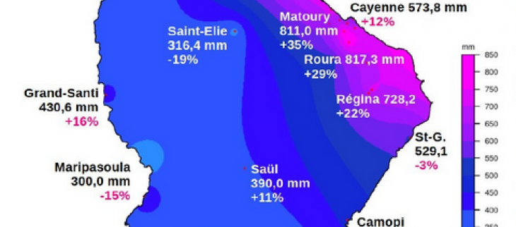 Carte de la pluviométrie de mai 2025 avec les écarts  à  la normale