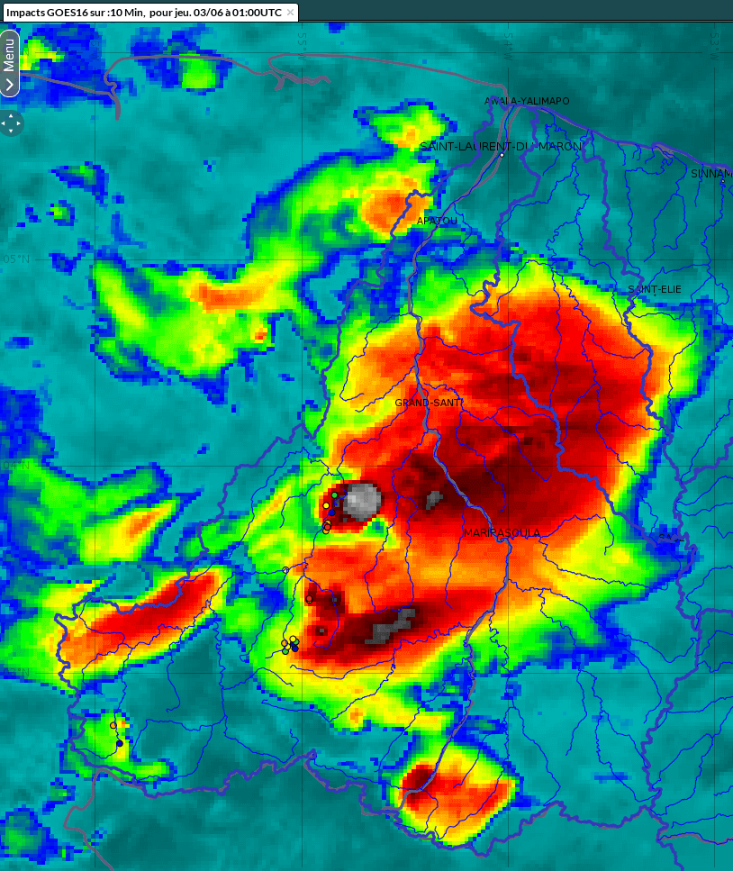 Une bonne partie du bassin du Maroni est sous la pluie dans la nuit du 3 au 4 juin.