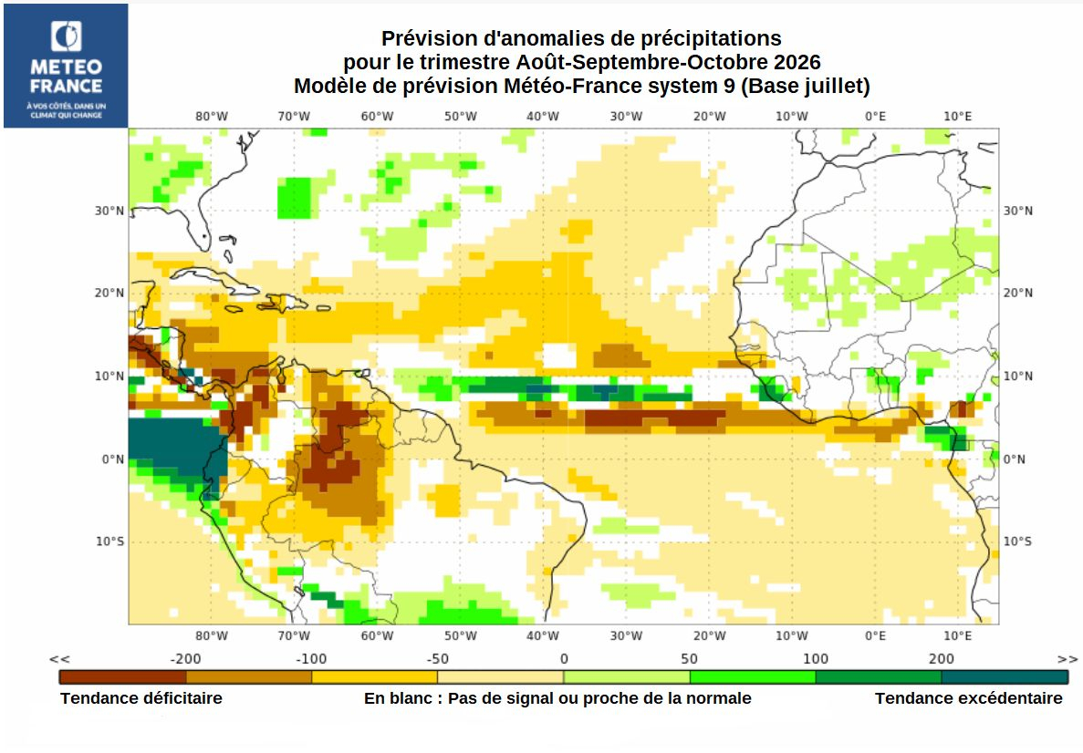 Prévisions d'anomalies de précipitations - Trimestre ASO 2026
