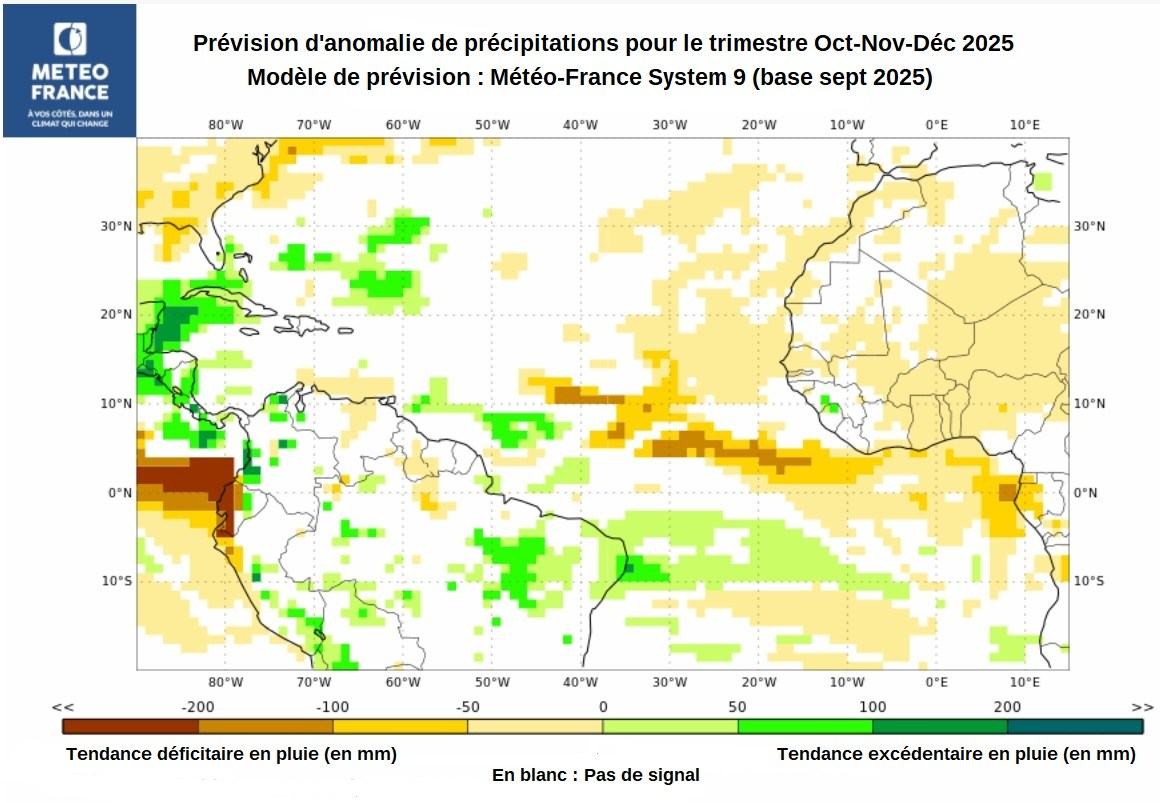 Prévisions d'anomalies de précipitations - Trimestre OND 2025