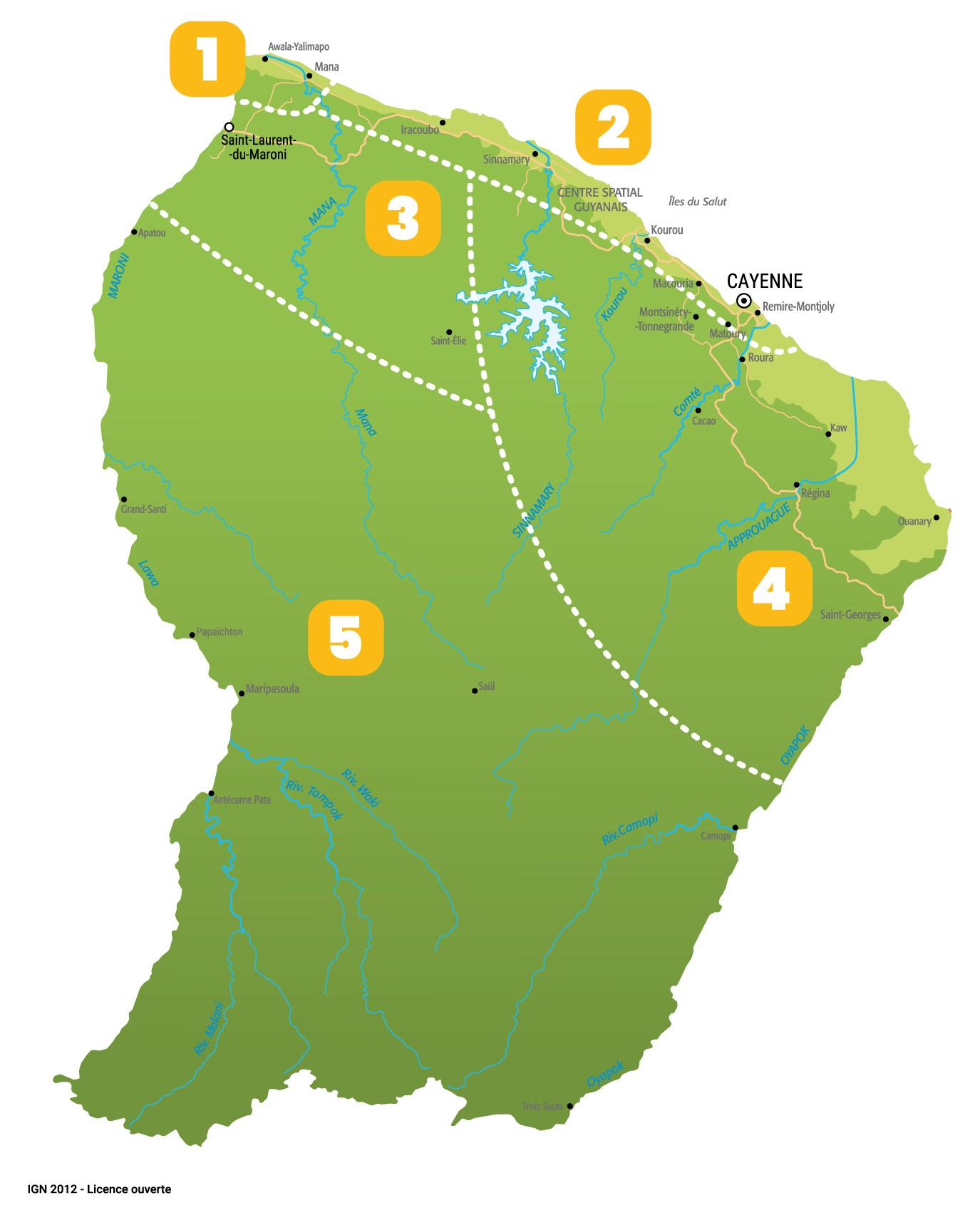 Carte des zones climatiques de Guyane