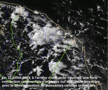Forte convection continentale le  11 juillet 2019 à  l'arrière d'une onde tropicale
