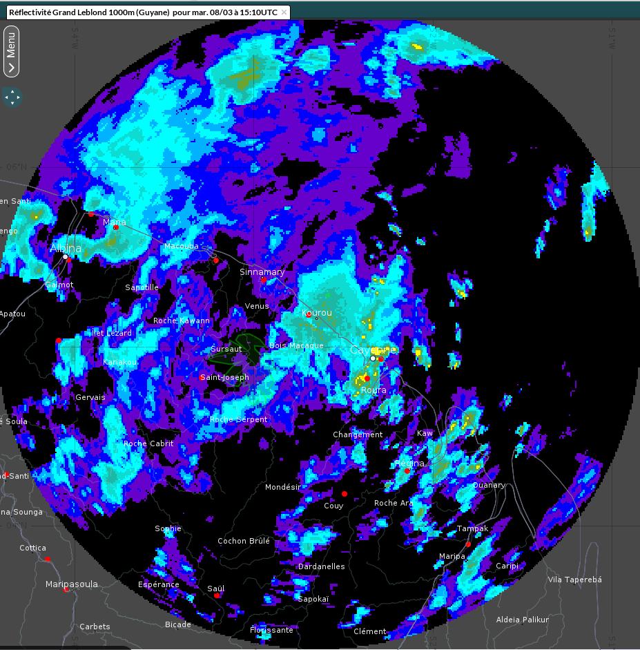 image radar de  mardi 8 mars  à  la mi-journée