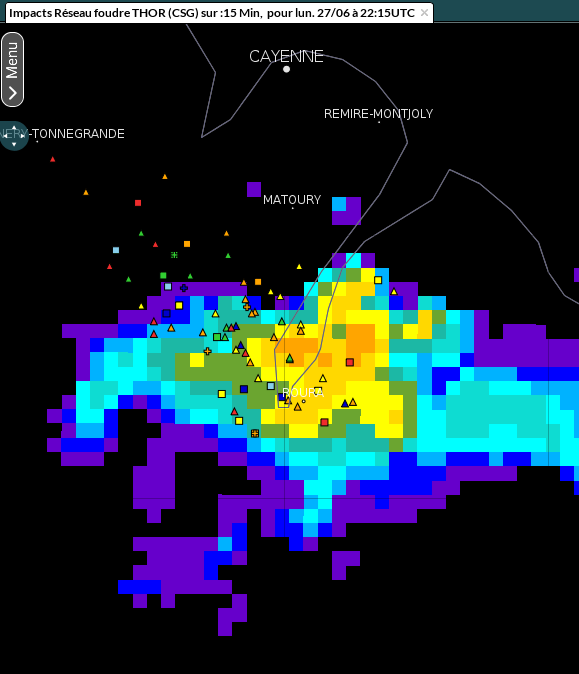 Image radar de lundi 27 juin à 19h15