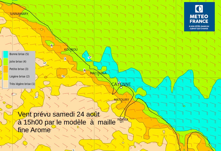 vent prévu samedi  à 15 heures