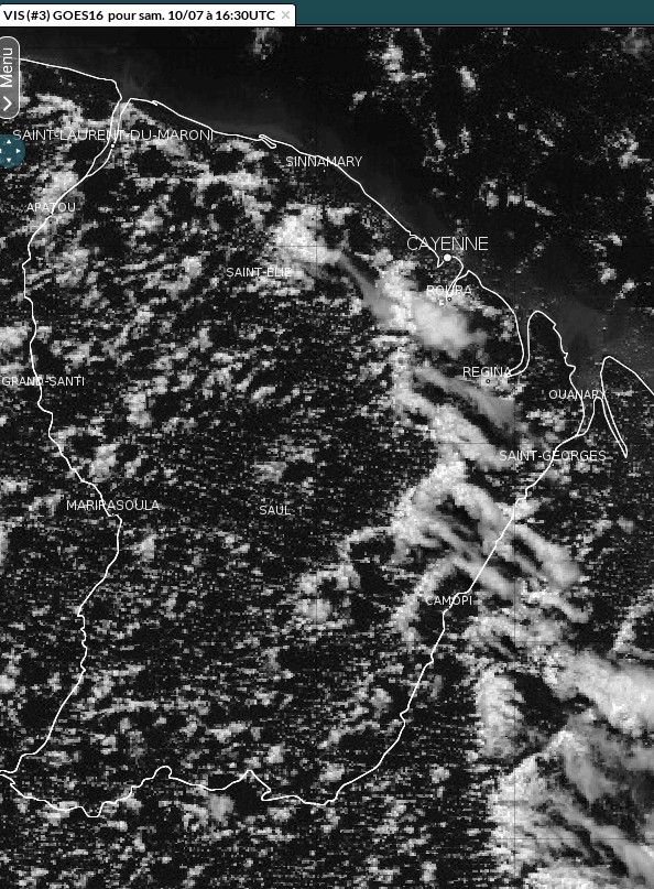 Image satellitaire de samedi après-midi sur la Guyane