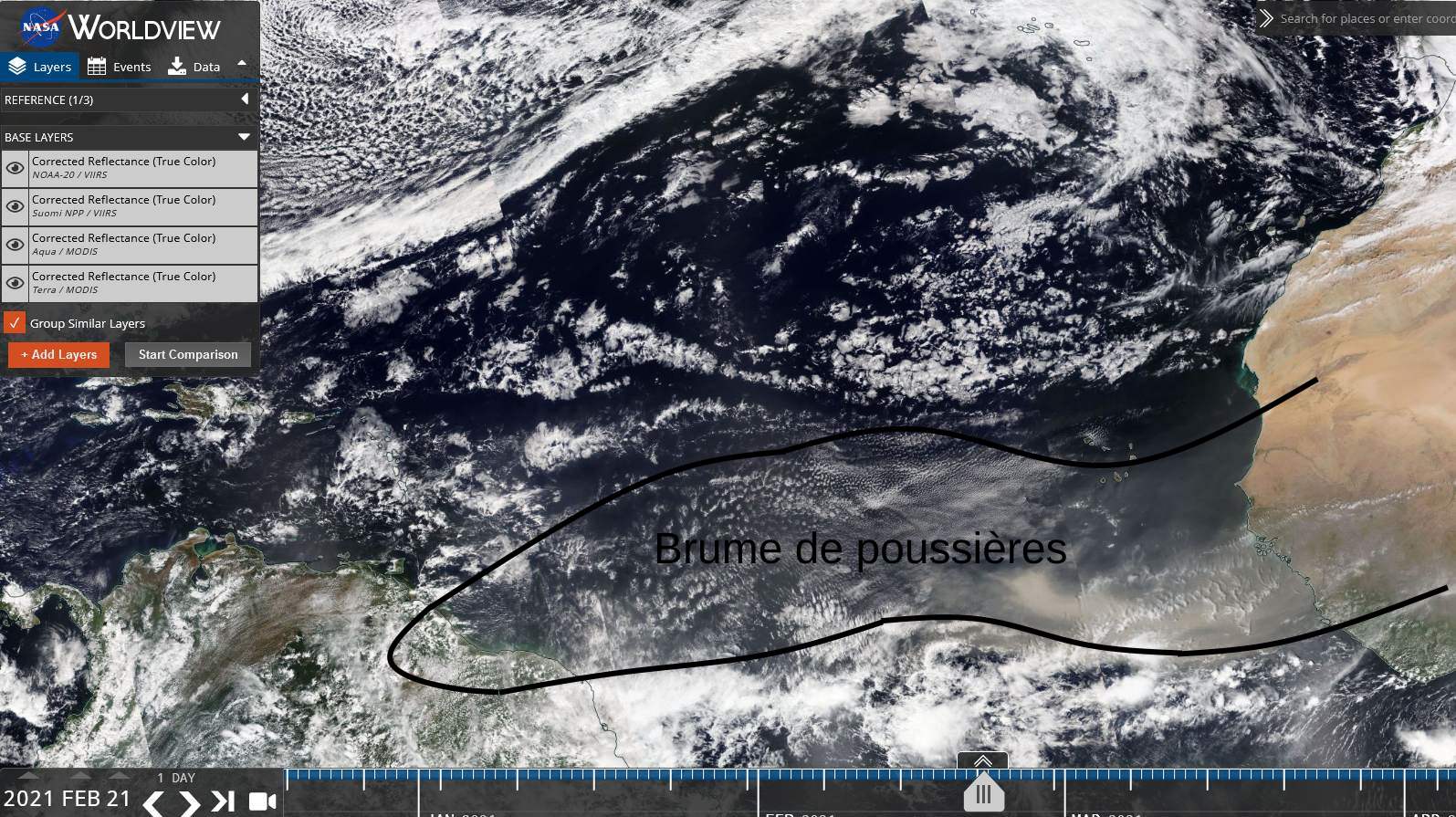 Brume de poussières sur le littoral guyanais et fortes pluies plus au sud